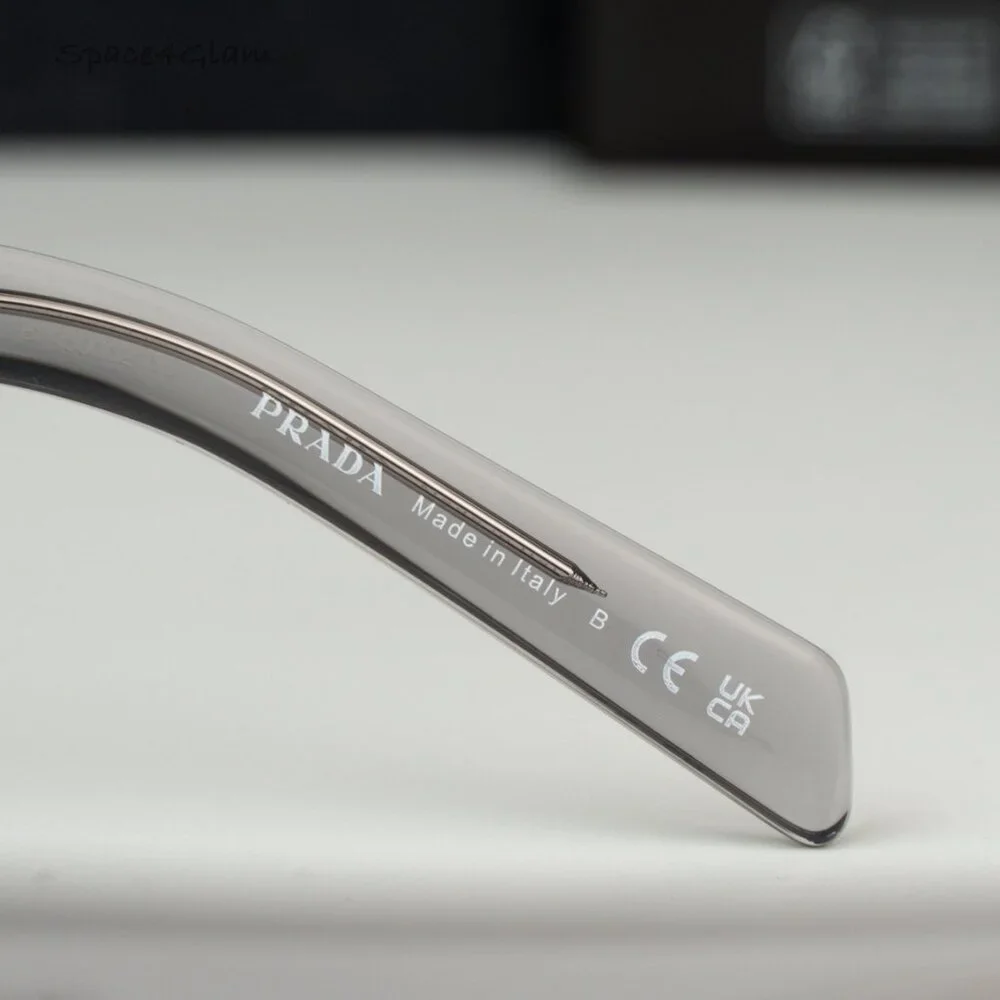 BRAND NEW Prada PR10ZS 16Z70B Transparent Asphalt Grey Square Unisex Sunglasses